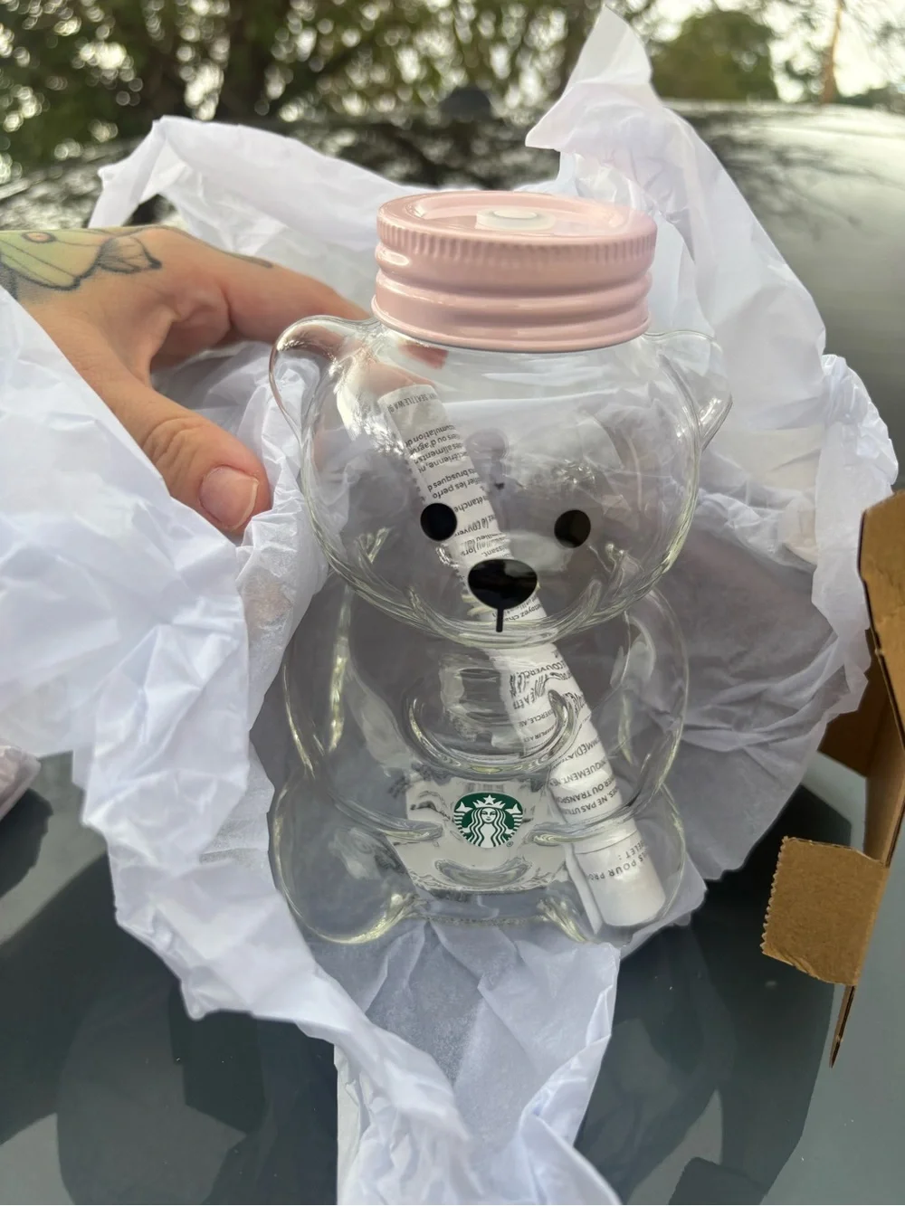 Authentic Bearista Glass Pink Drink 🐻🩷🍓